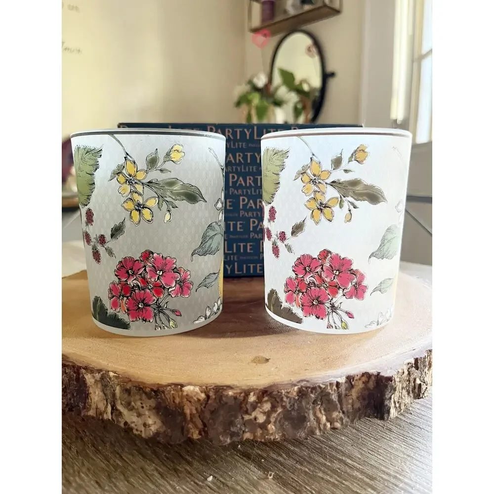 PARTYLITE Fresh Garden Mix Lemon Votive Candle Holders Set of 2 NEW! - Picture 3 of 8
